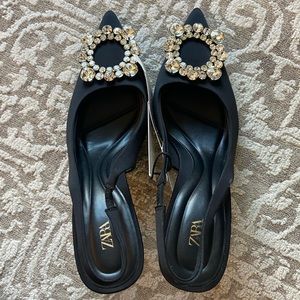Zara- Embellished slingback heels 7.5